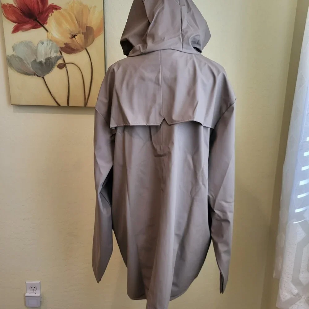 NWT Rains Unisex Waterproof Jacket Size Color Taupe Size XL - Picture 8 of 11